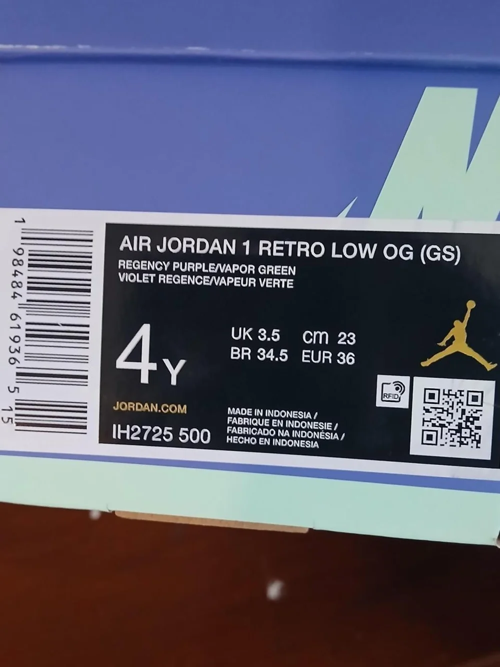 Zion Williamson Voodoo Alternate Purple Jordan 1 Lows Sz 4y Barley Worn